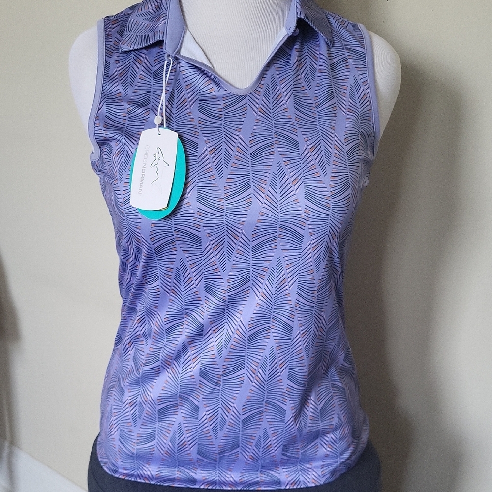 Greg Norman Collection Sleeveless classic golf polo shirt women's size M NWT